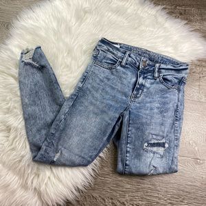 AEO Jegging Crop Acid Wash Distressed Jeans